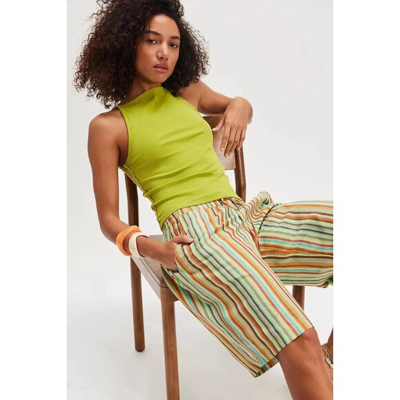 Free People Saylor Poplin Stripe Shorts Printed Beach Pull-On XS NWT 283856 - Picture 2 of 7